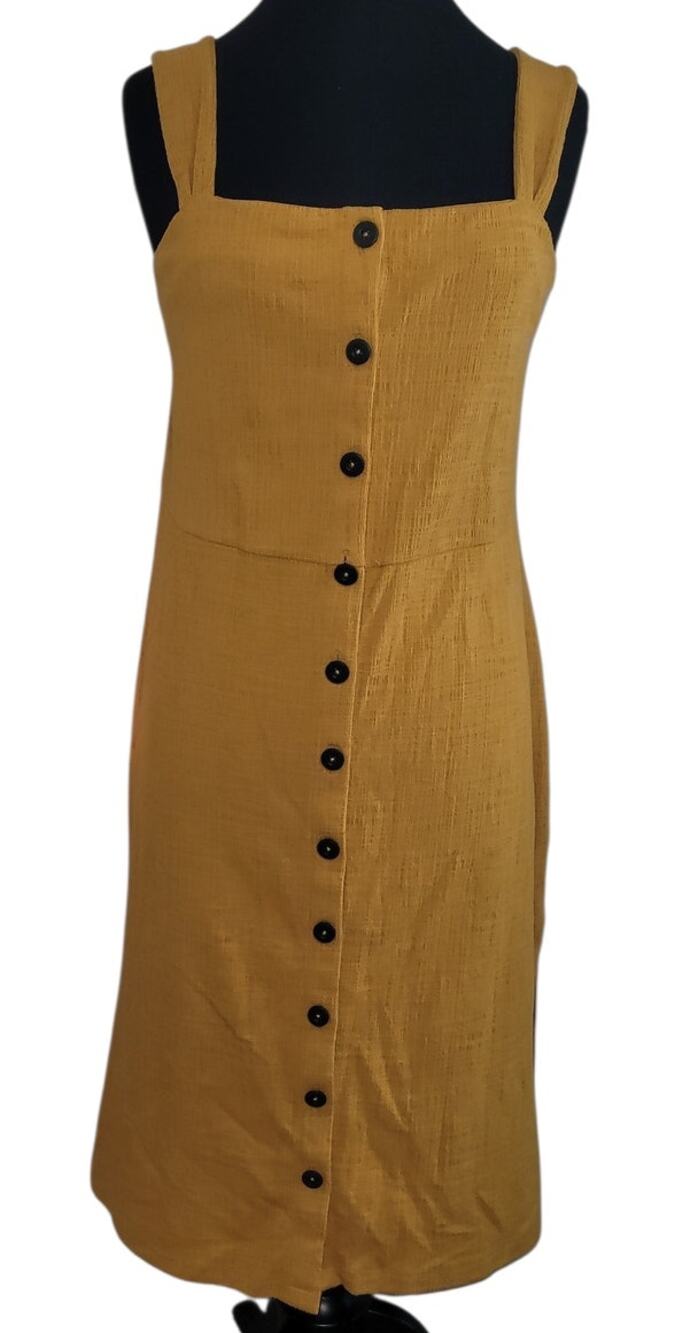 Madewell Button Front Midi Dress Marigold XXL Cottage Retro Boho Elegant Flair